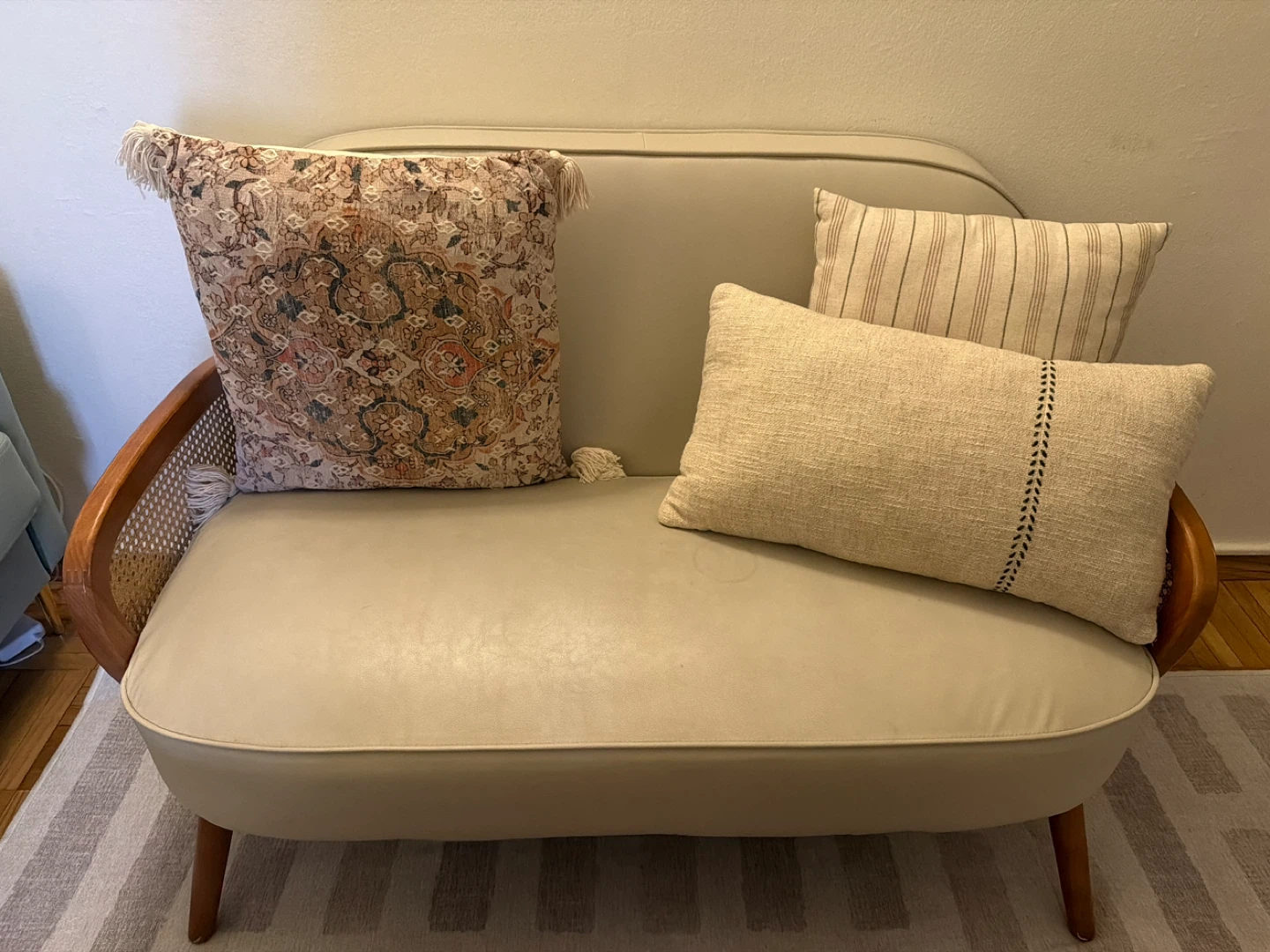 Rattan Cane Accent Loveseat