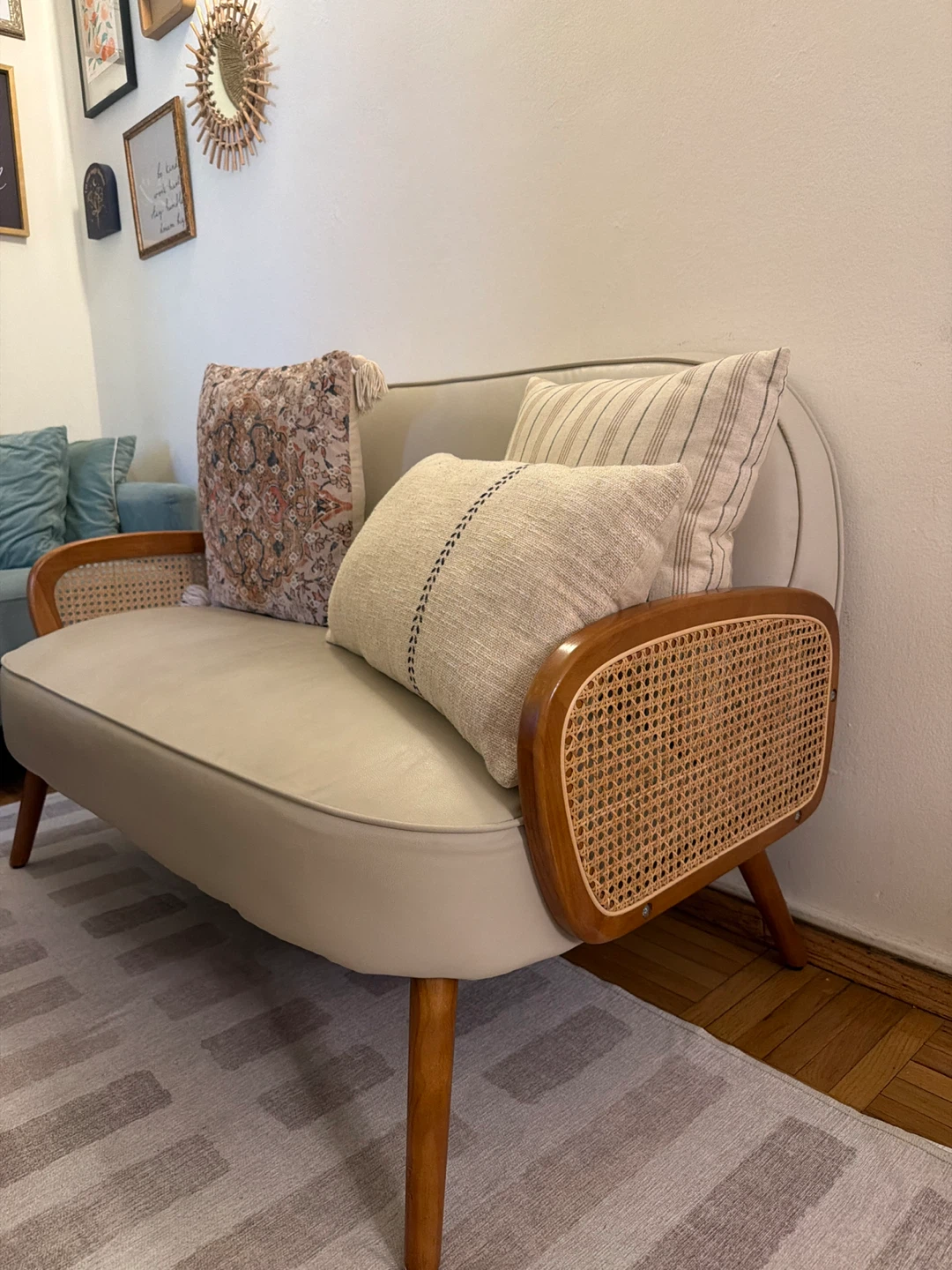 Rattan Cane Accent Loveseat - photo 2