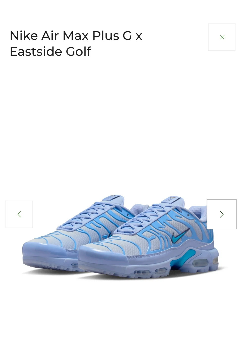 Nike Air Max Plus G x Eastside Golf size 12 men’s
