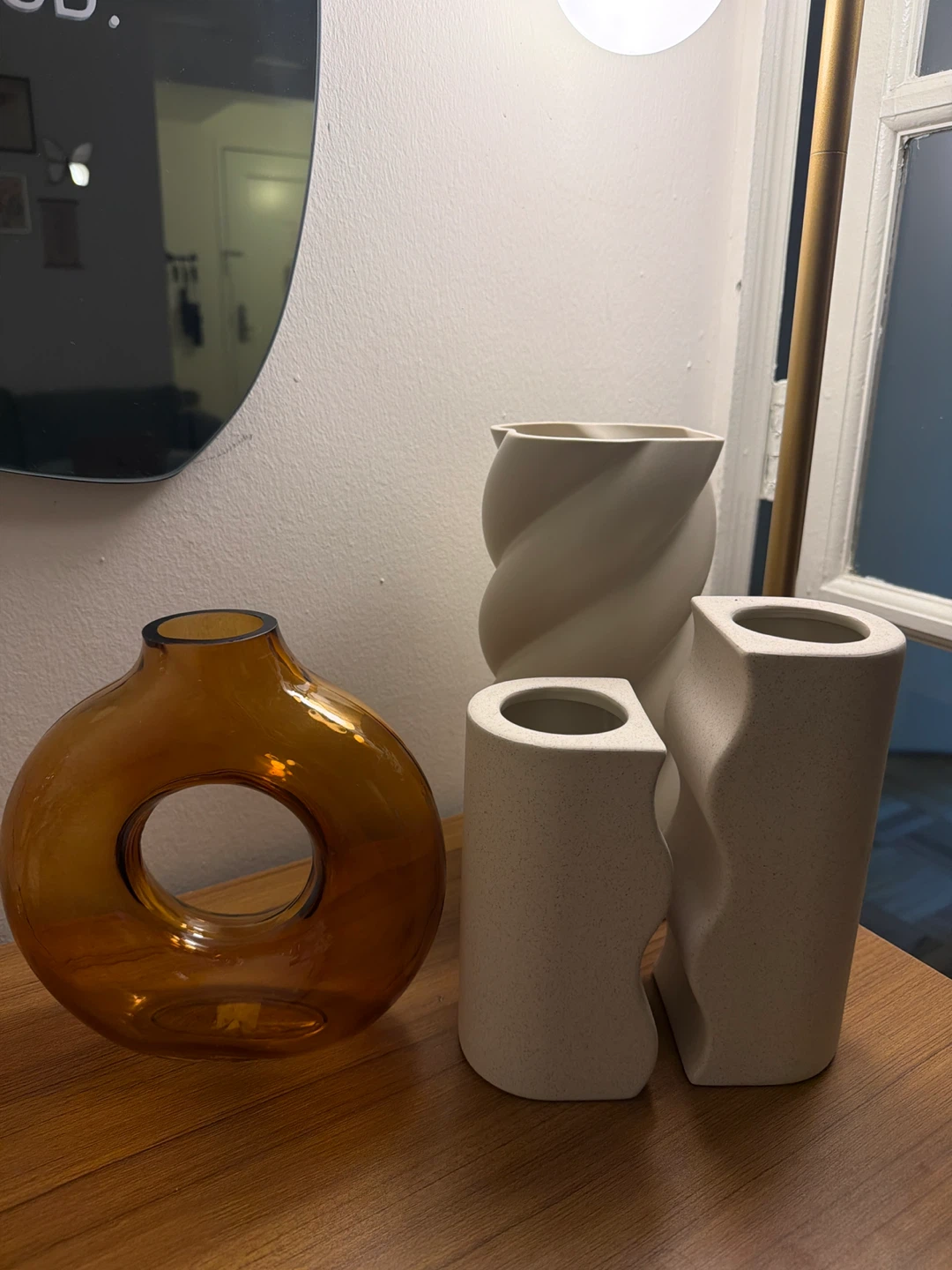 Set of 3 Modern Ceramic Vases + 1 Glass Vase