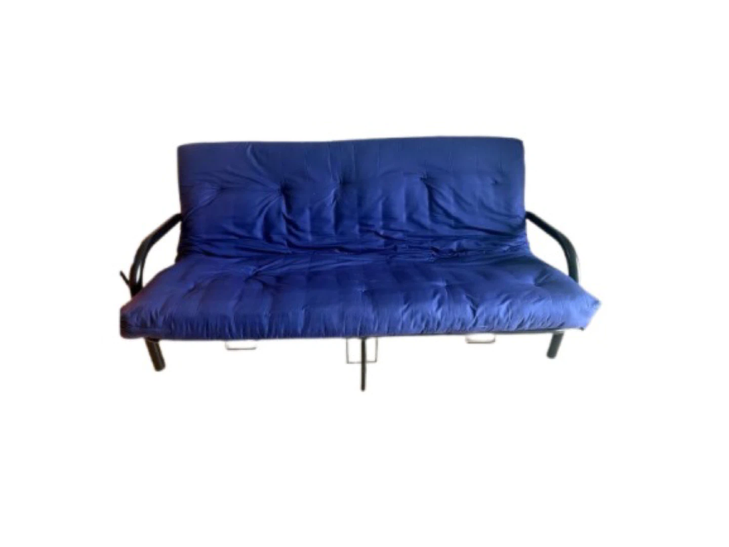 Blue Futon Sofa Bed with Black Metal Frame - photo 2