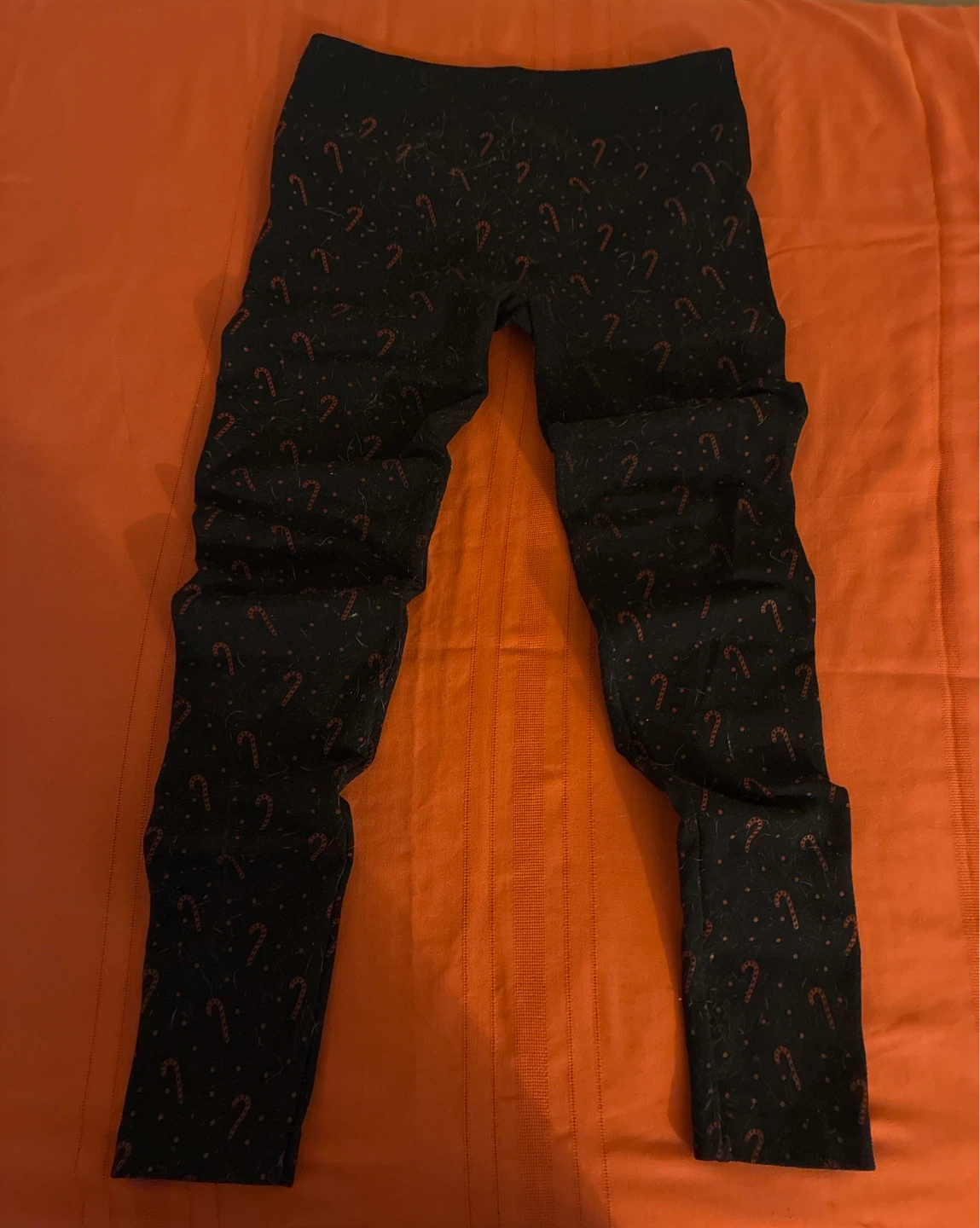Black Candy Cane Pattern Leggings