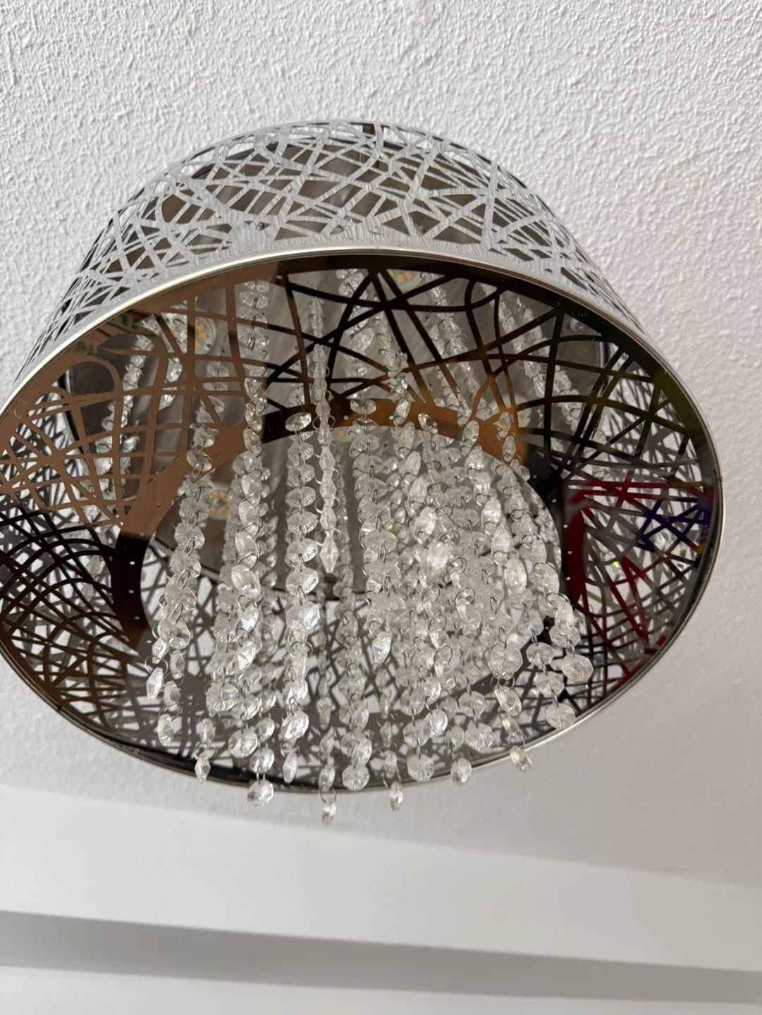 Silver Drum Chandelier with Crystal Accents
