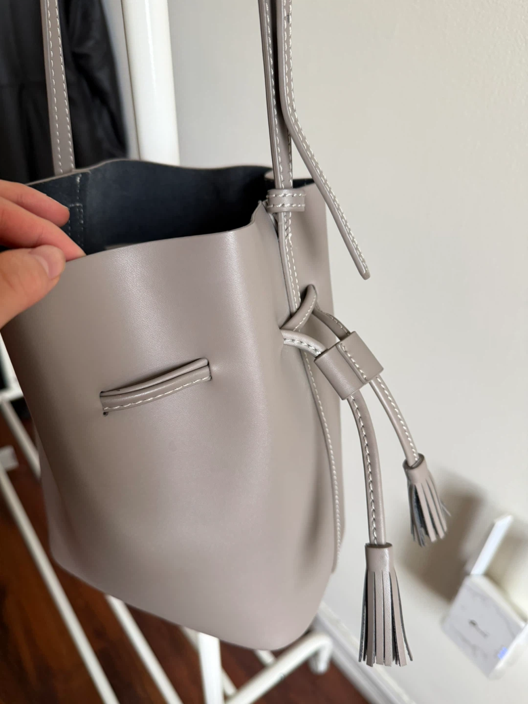 Grey Bucket Bag with Tassel Detail - photo 2