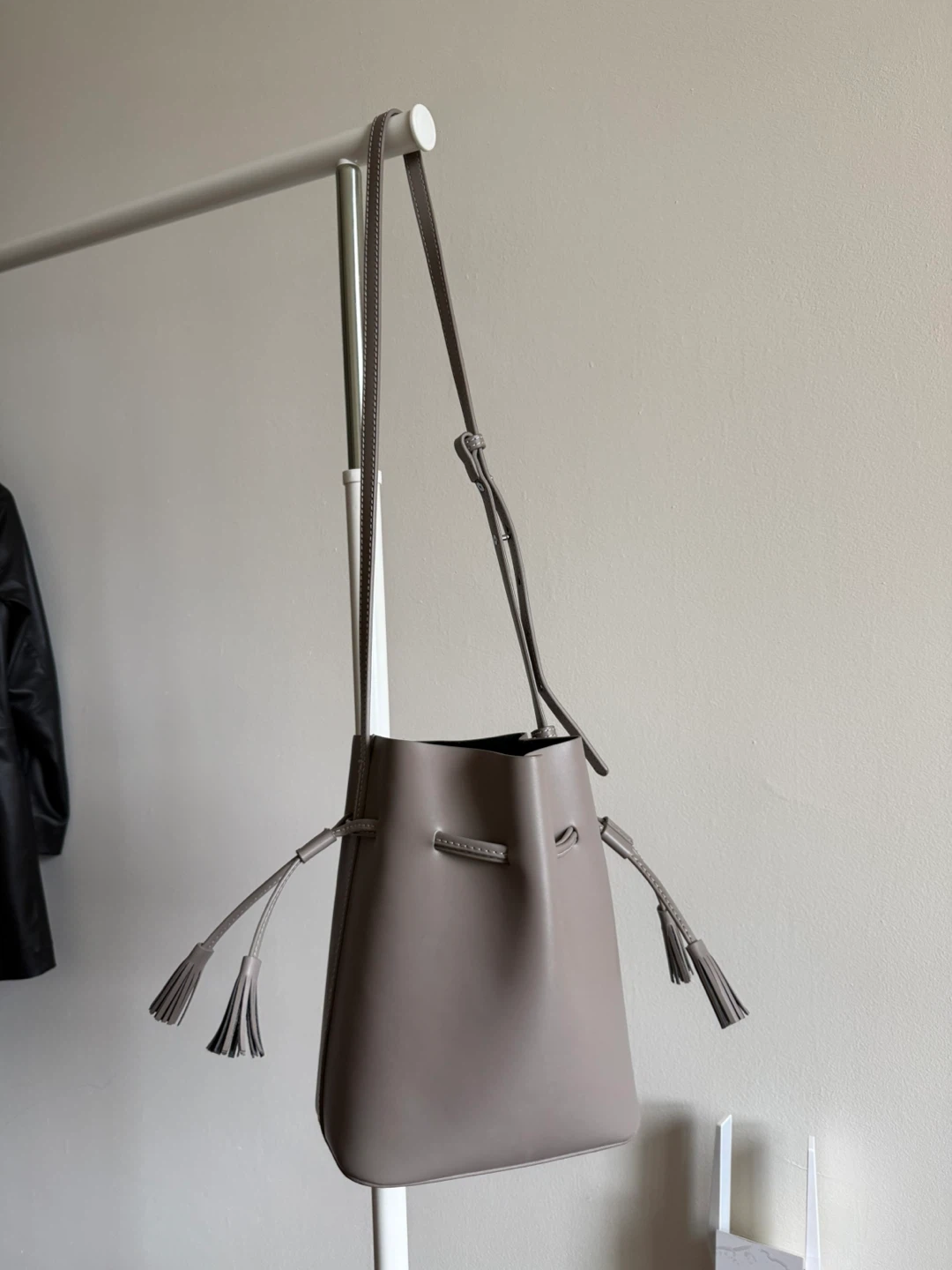 Grey Bucket Bag with Tassel Detail - photo 4