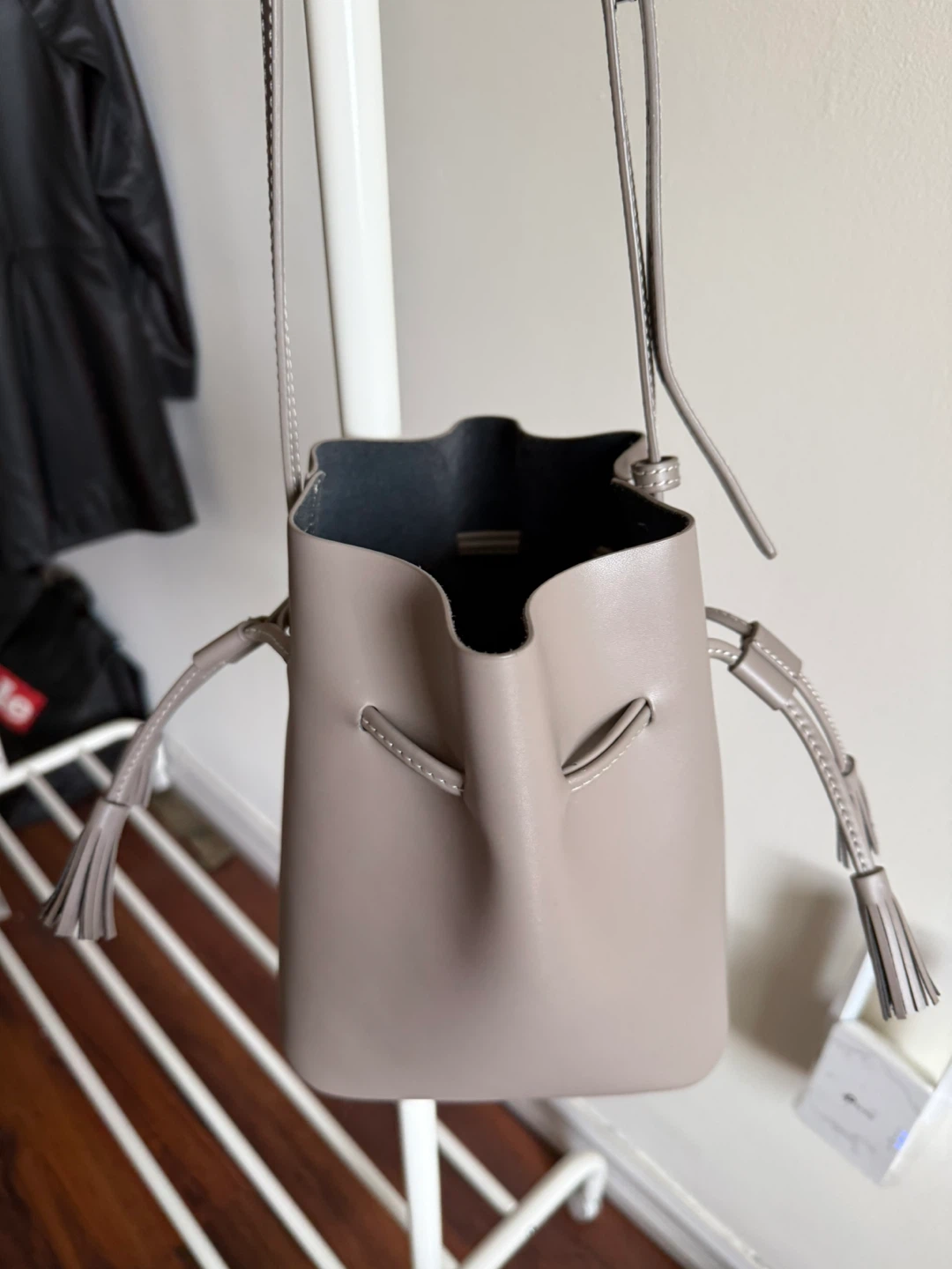 Grey Bucket Bag with Tassel Detail - photo 3