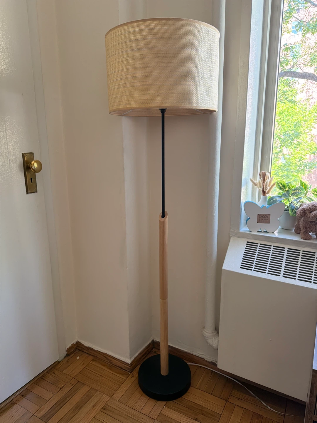 Modern Floor Lamp with Woven Rattan (Cane) Shade - photo 2