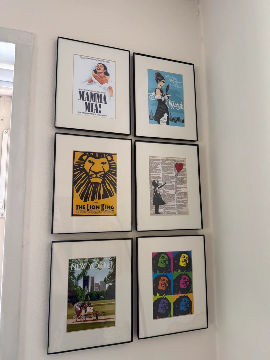 Set of 6 Framed Art Prints: Mamma Mia, Lion King,Banksy-inspired