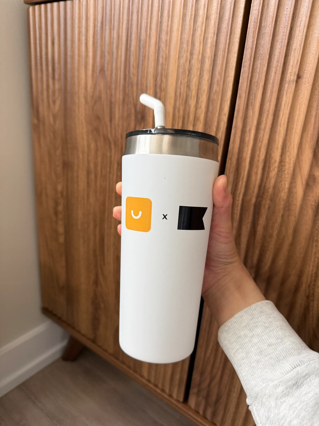 NEW White Tumbler with Straw