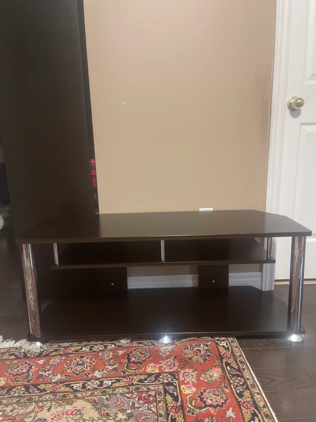 Dark Brown TV Stand with Shelves