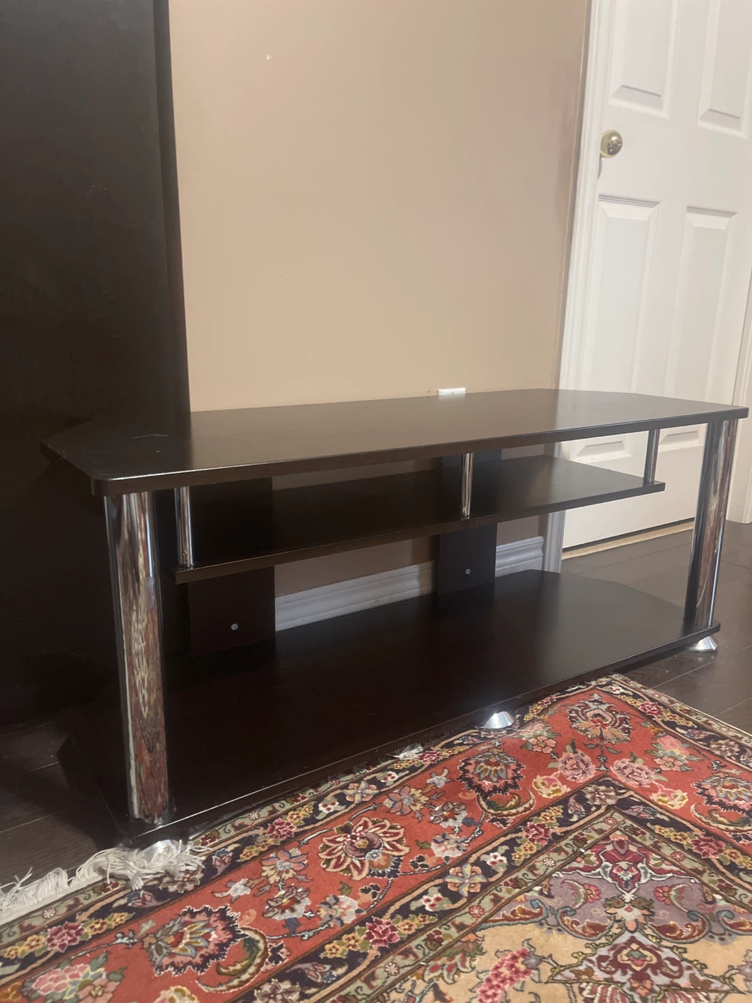 Dark Brown TV Stand with Shelves - photo 3