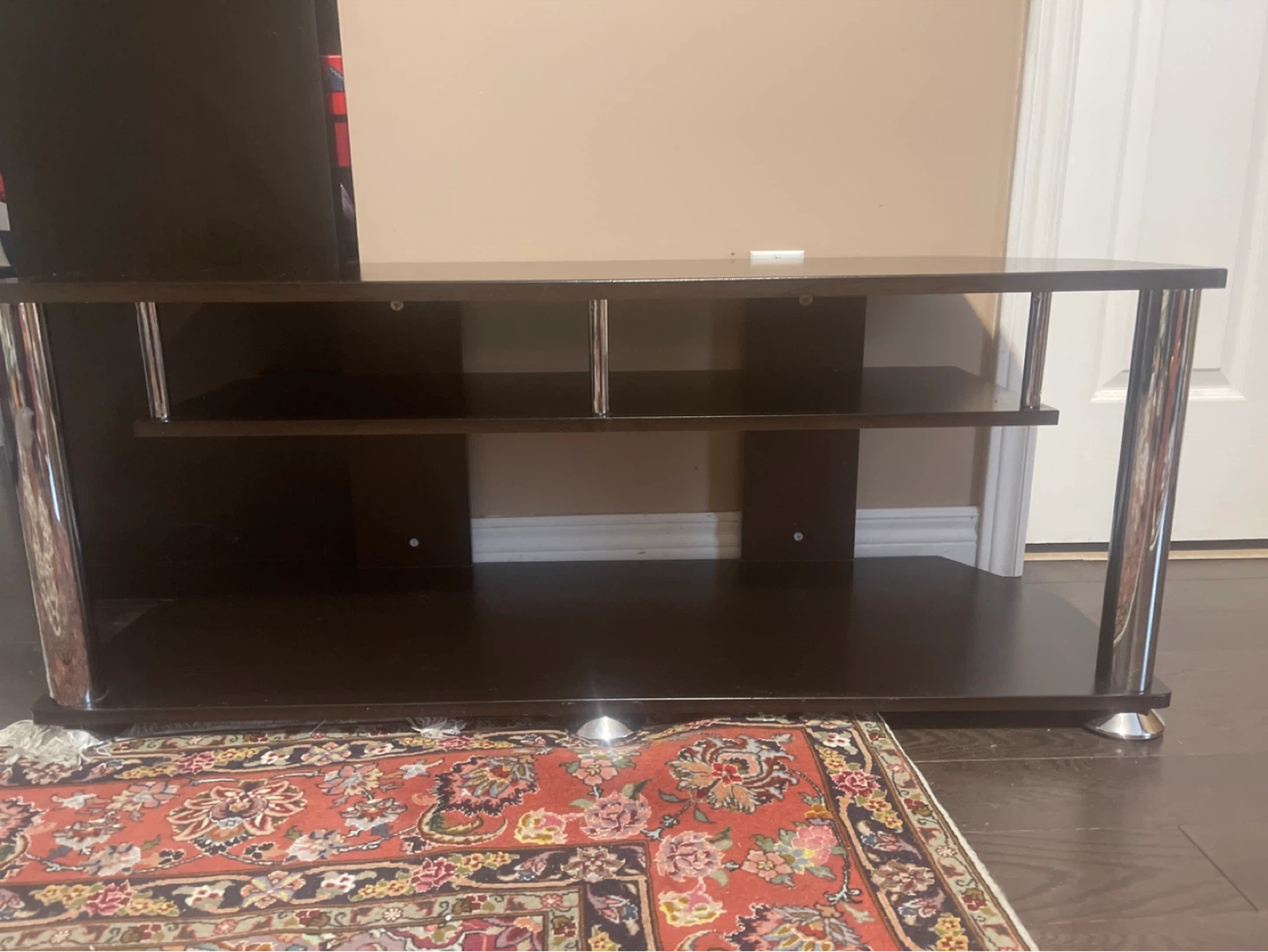 Dark Brown TV Stand with Shelves - photo 2