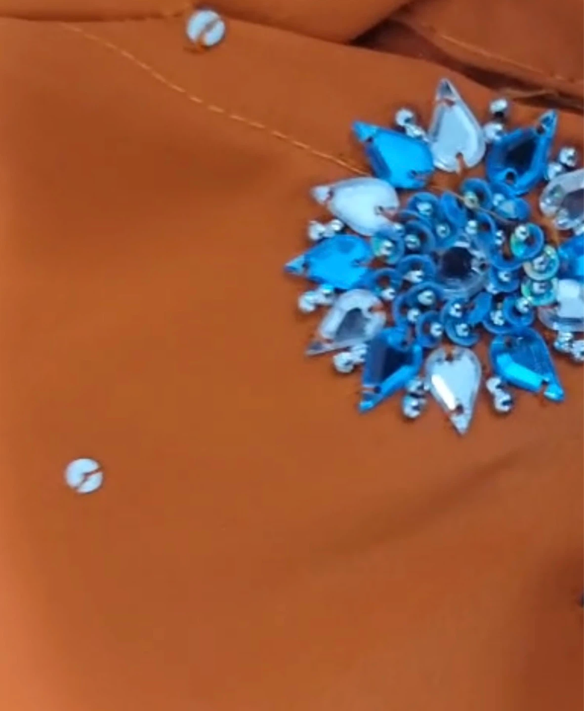 Orange and Blue Embellished 3 pcs dress - photo 3