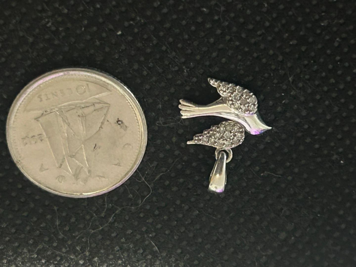 Sterling Silver Bird Pendant with CZ Stones - photo 2