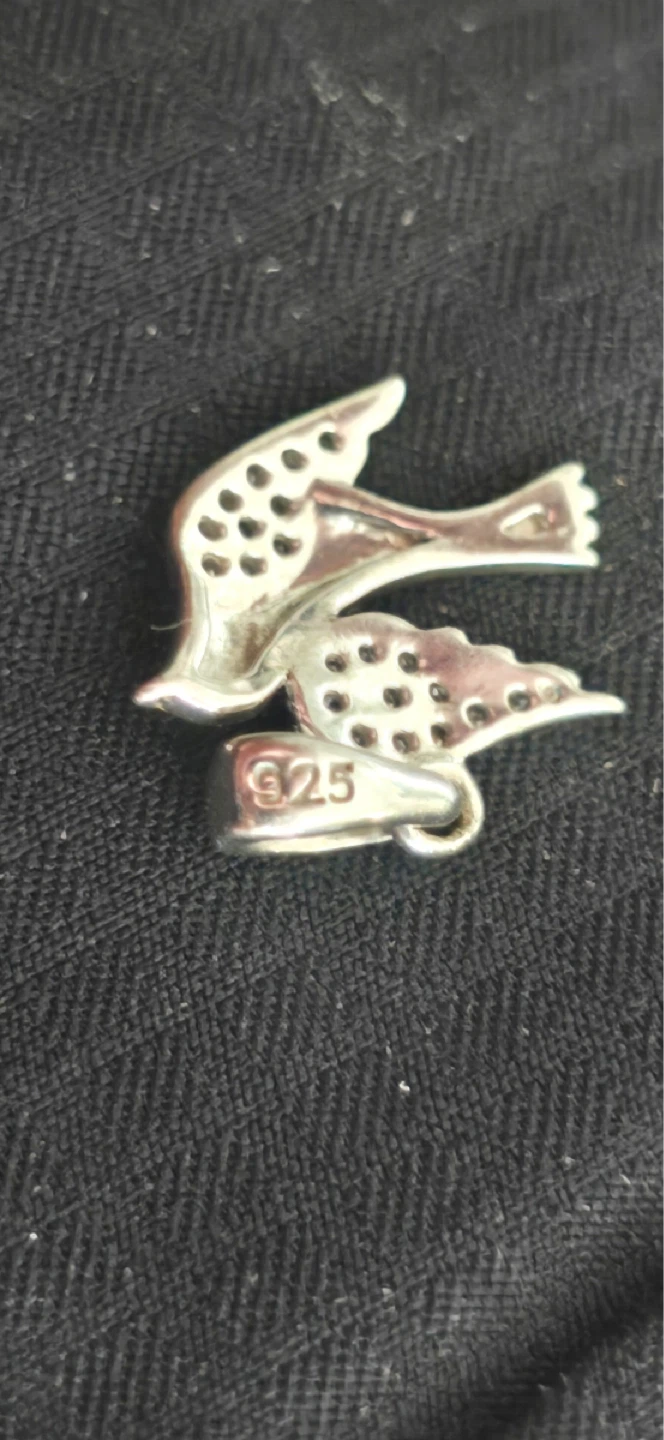 Sterling Silver Bird Pendant with CZ Stones - photo 3