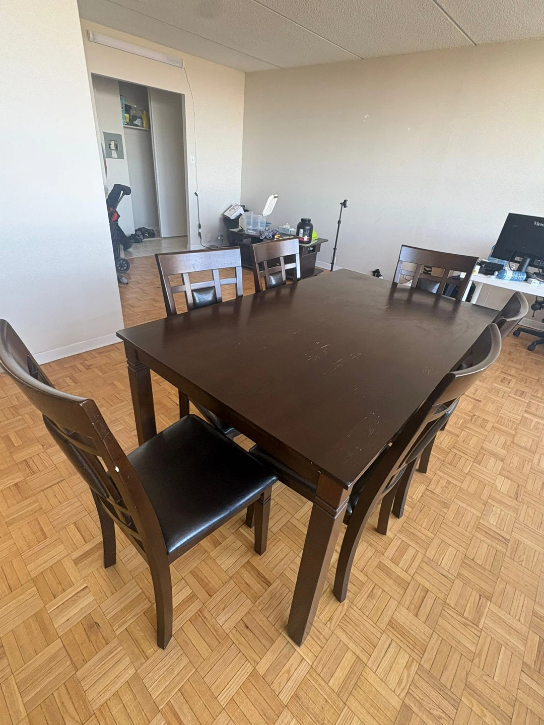 Dark Wood Dining Table with 6 Chairs - photo 3
