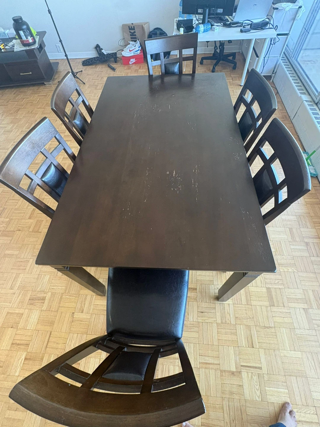 Dark Wood Dining Table with 6 Chairs