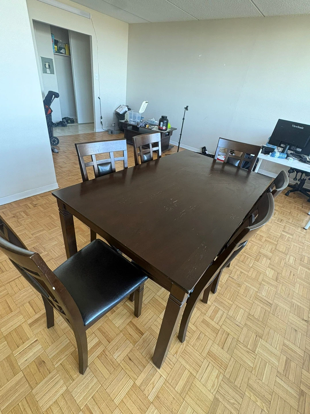 Dark Wood Dining Table with 6 Chairs - photo 2