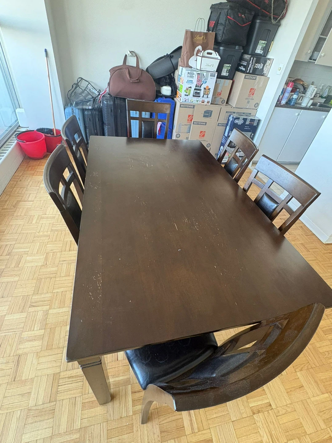Dark Wood Dining Table with 6 Chairs - photo 5