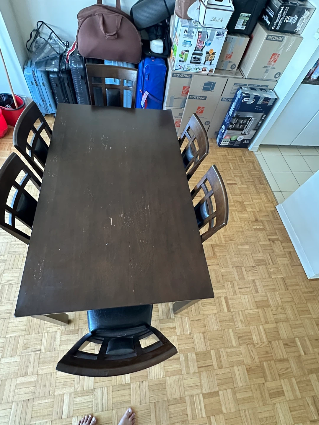 Dark Wood Dining Table with 6 Chairs - photo 4