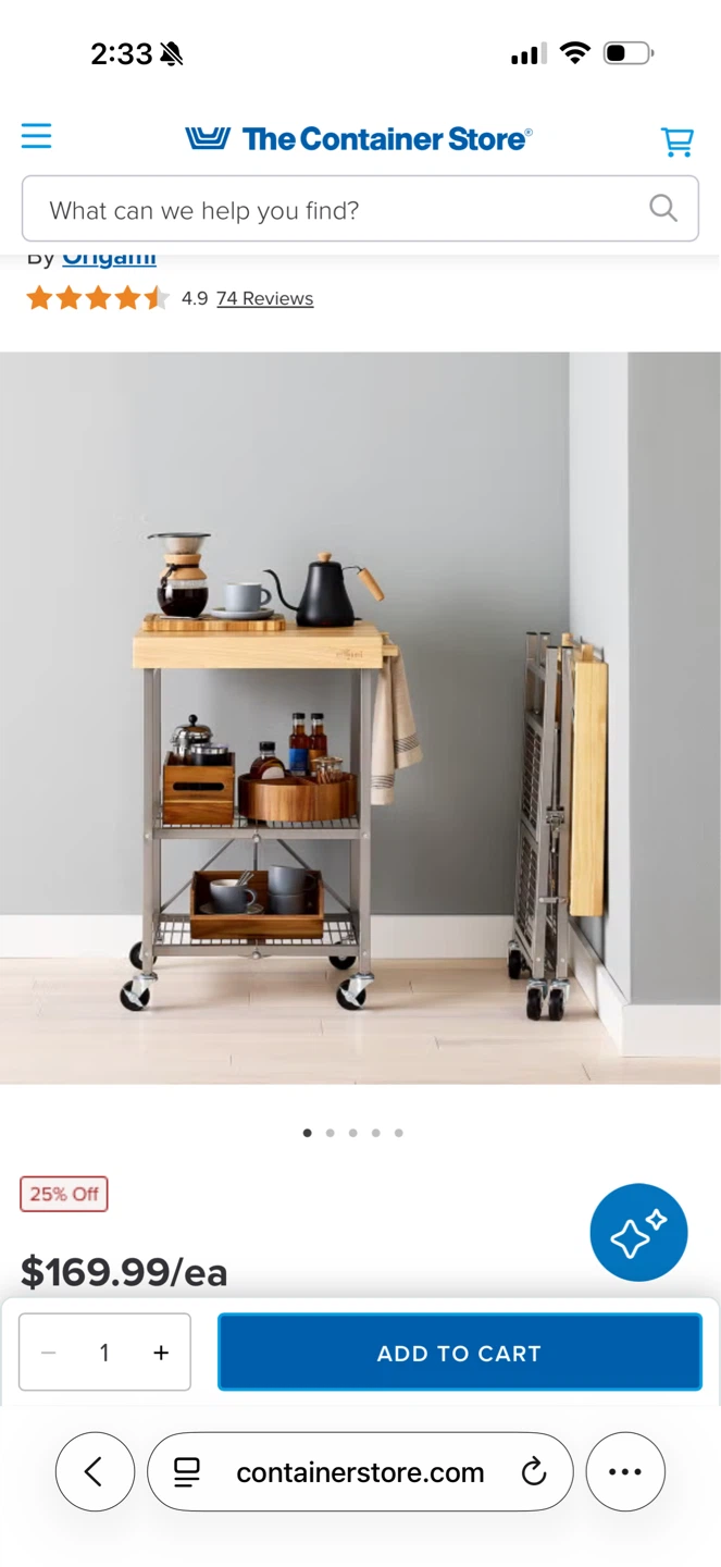 Origami Kitchen Cart - butcher block - bar cart - foldable table - photo 4