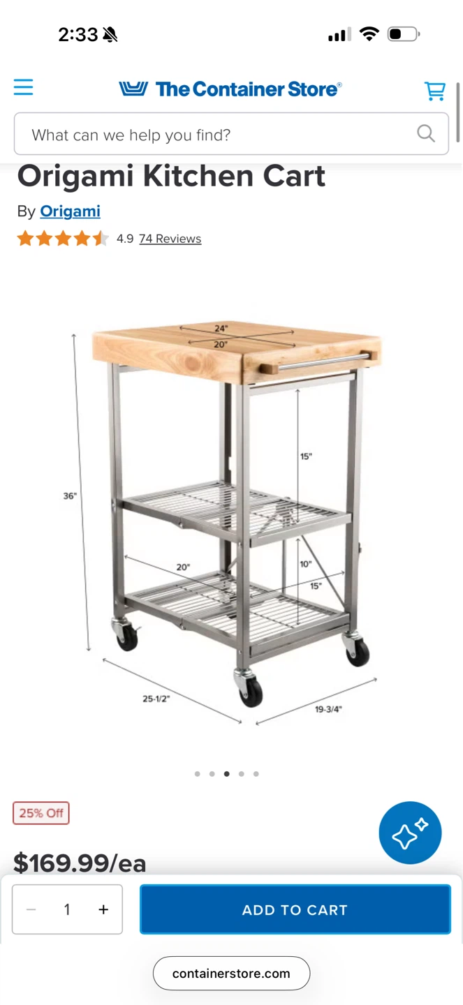 Origami Kitchen Cart - butcher block - bar cart - foldable table