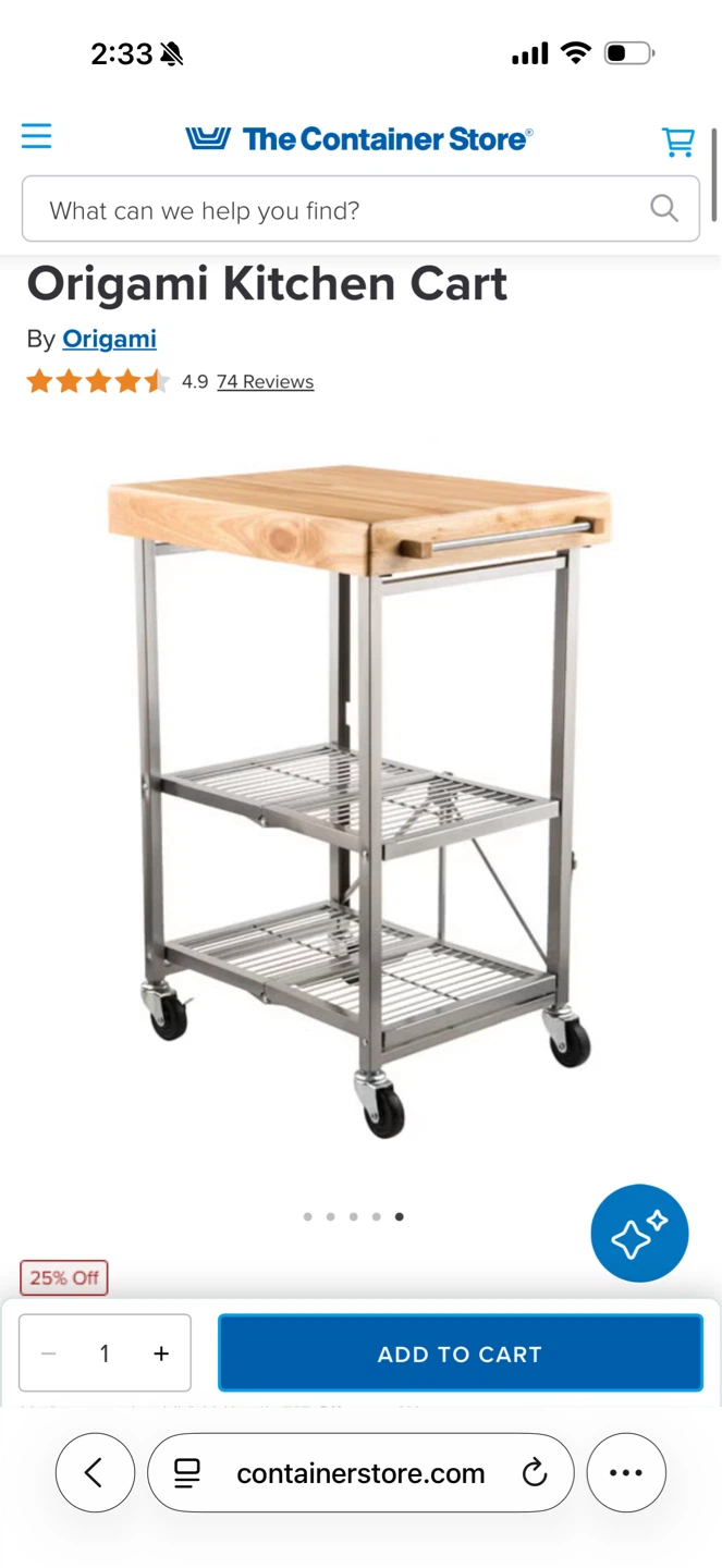 Origami Kitchen Cart - butcher block - bar cart - foldable table - photo 2