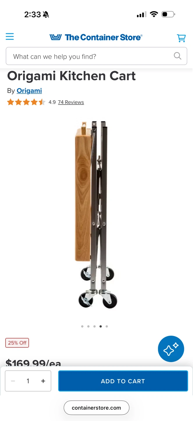 Origami Kitchen Cart - butcher block - bar cart - foldable table - photo 3