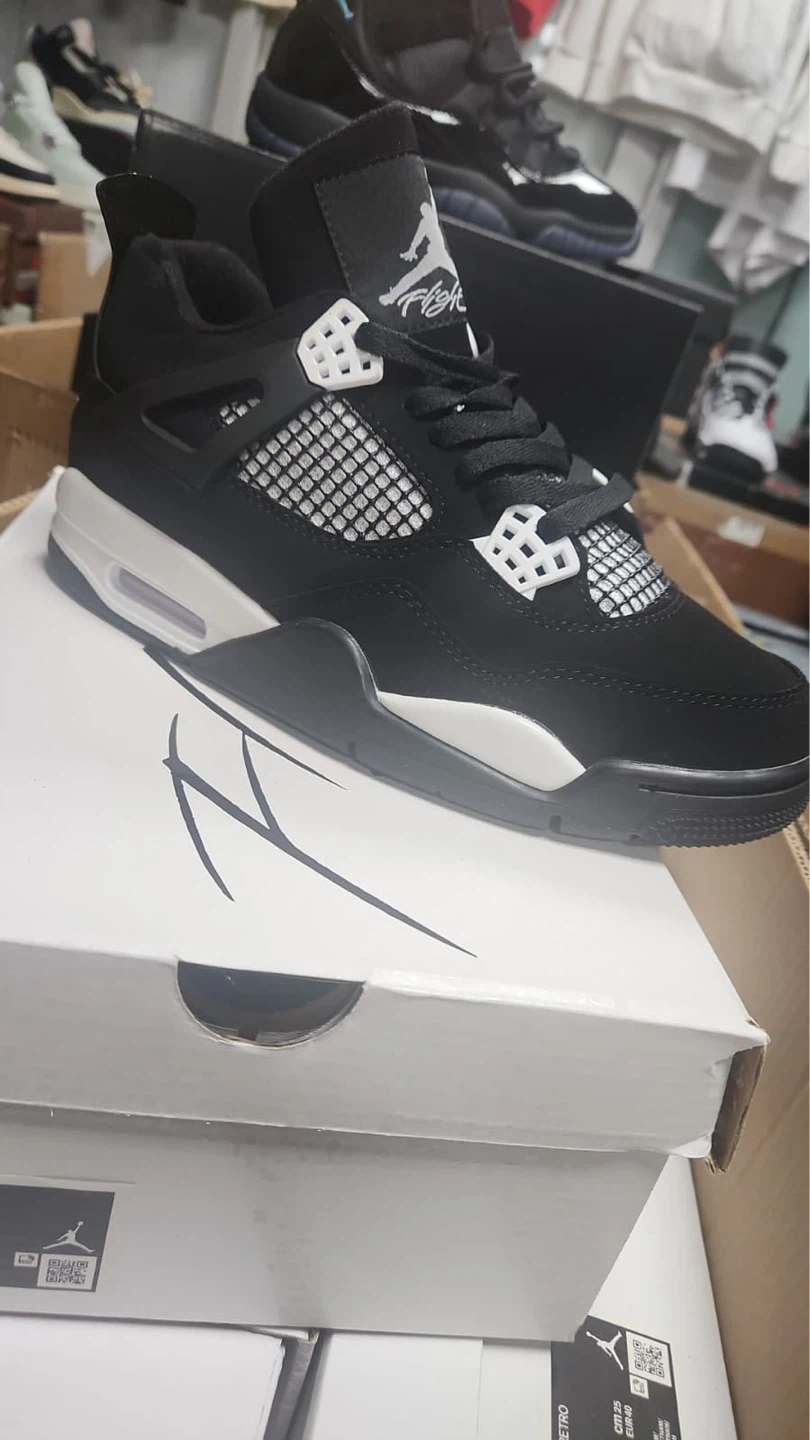 Air Jordan 4 Retro Black White Men's Basketball Shoes