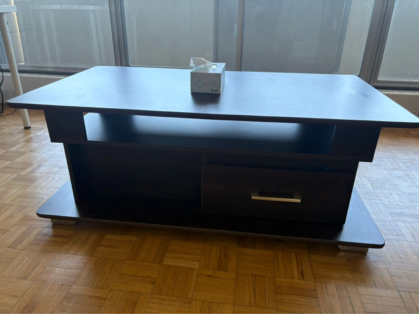 Dark Brown Coffee Table with Drawer - photo 3