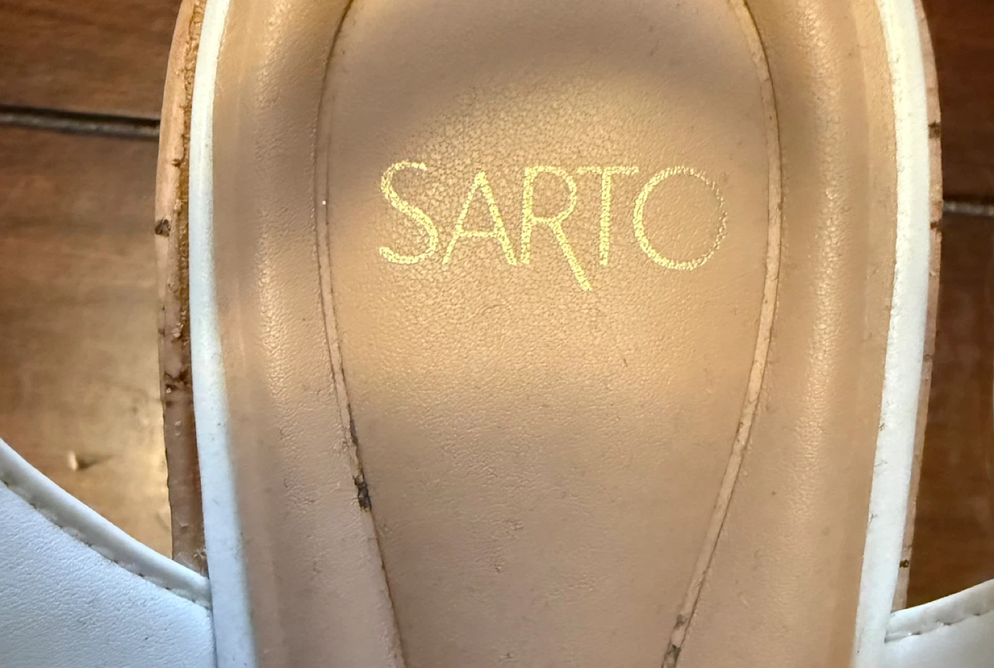 Sarto White Leather Wedge Sandals Size 7 - photo 3