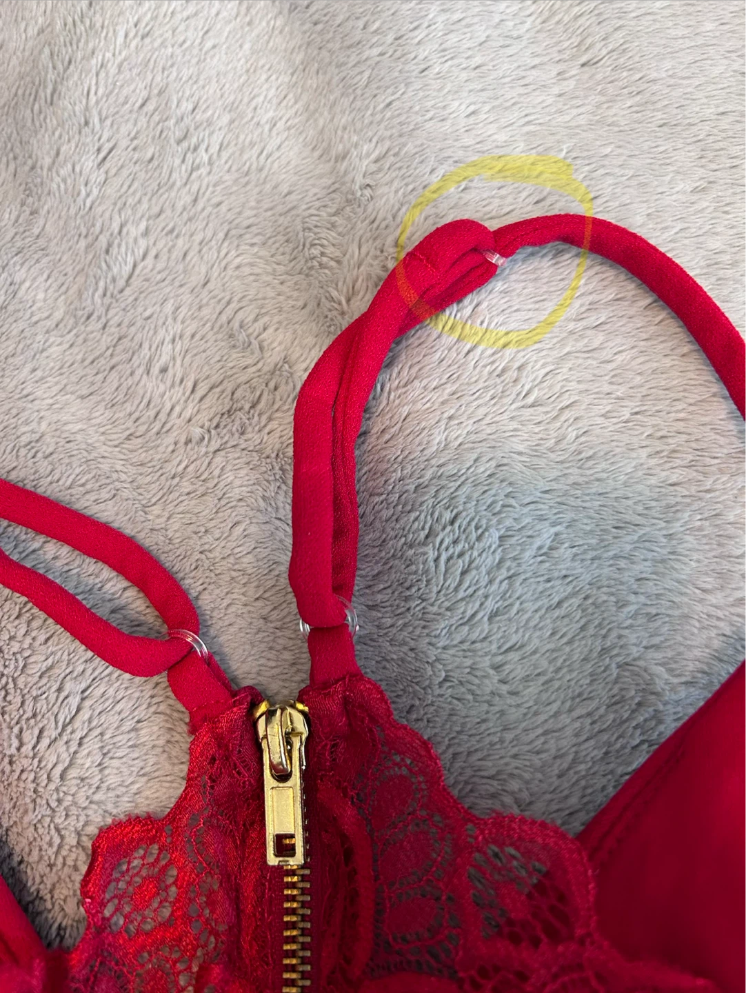 Red Lace & Zipper Mini Dress - photo 3
