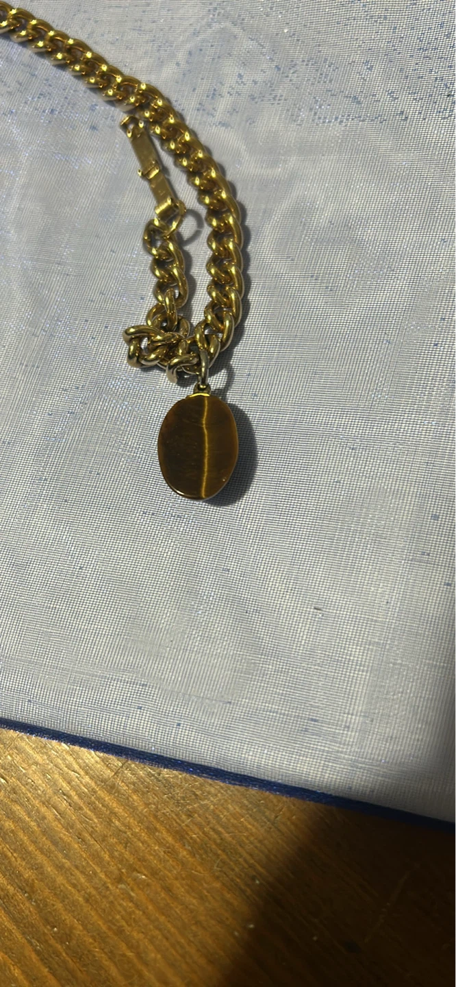 Gold Chain Bracelet with Tiger's Eye Pendant - photo 4