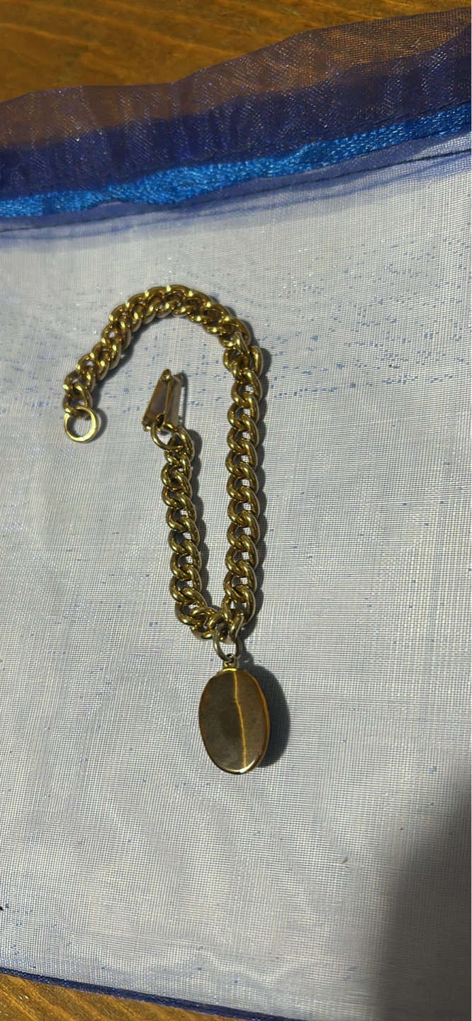 Gold Chain Bracelet with Tiger's Eye Pendant - photo 3