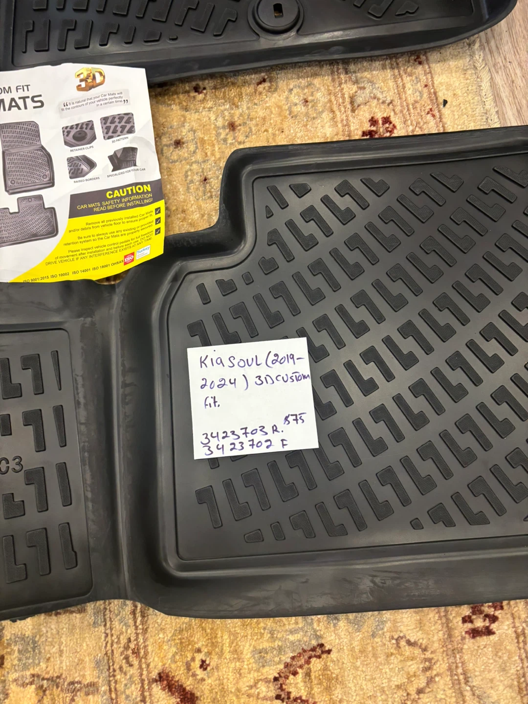 Custom Fit 3D All Weather Floor Mats for Kia Soul (2019-2024) - photo 3