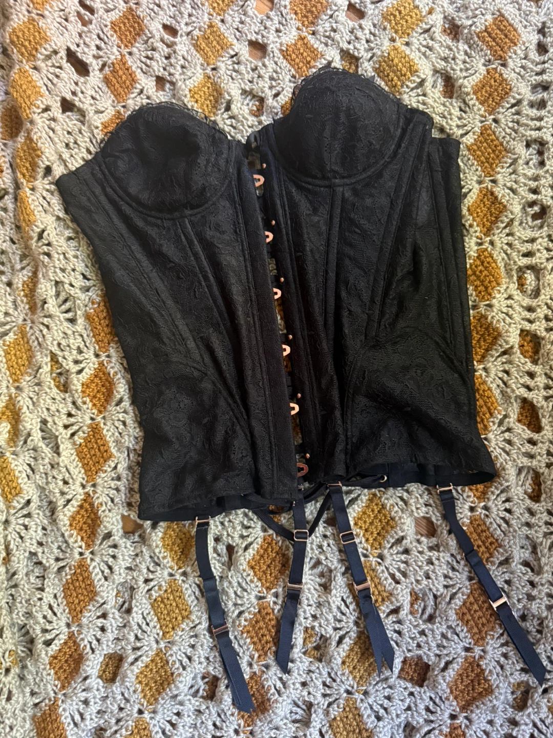 Savage X Fenty Black Lace Corset with Garters - photo 2