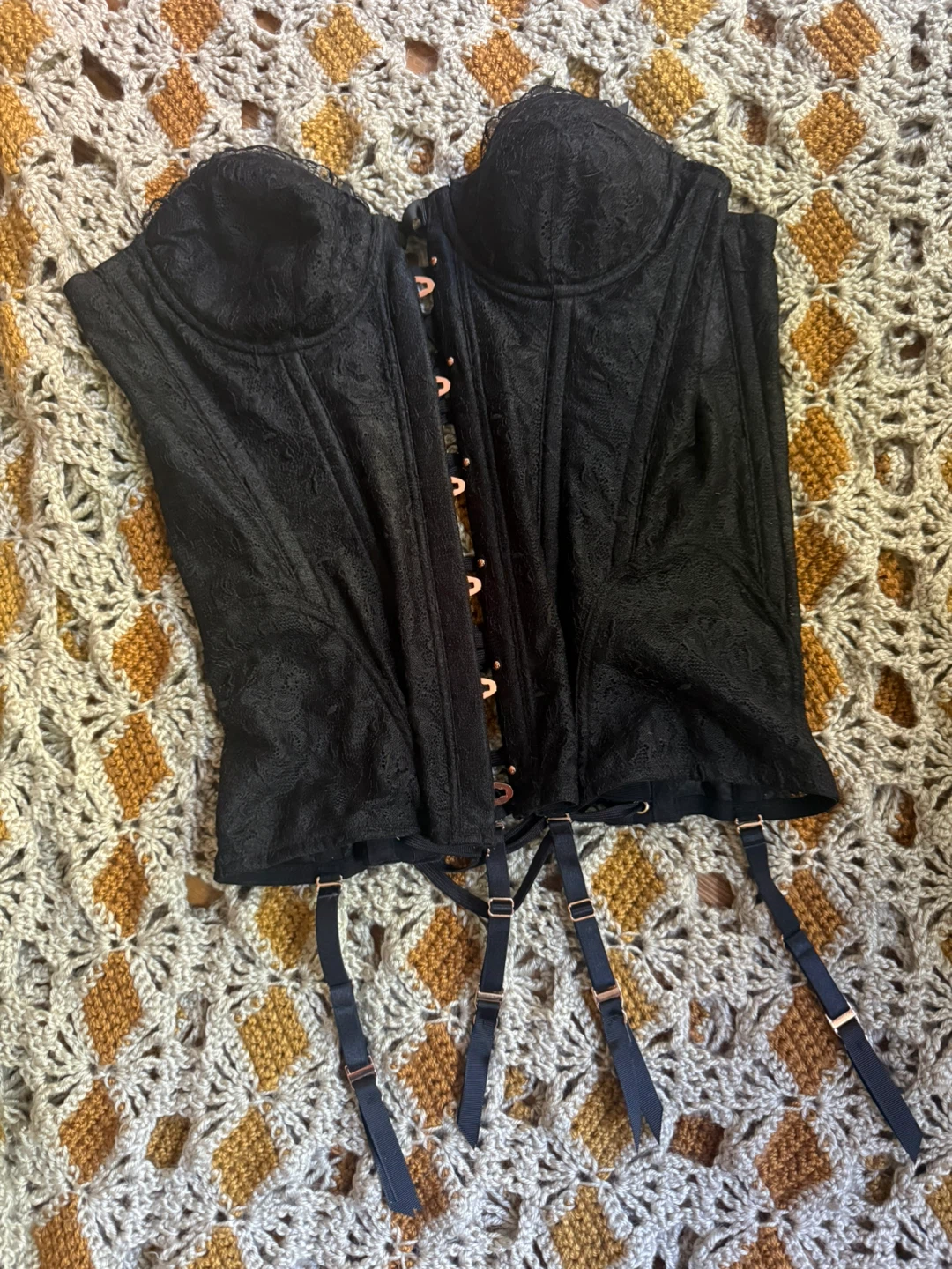 Savage X Fenty Black Lace Corset with Garters - photo 3