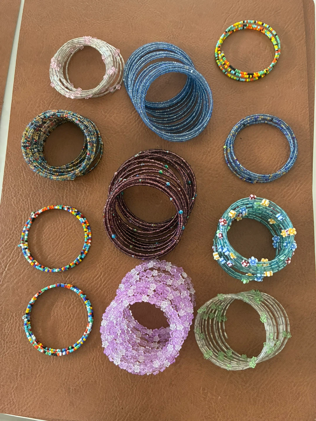 Assorted Beaded Coil Bracelets