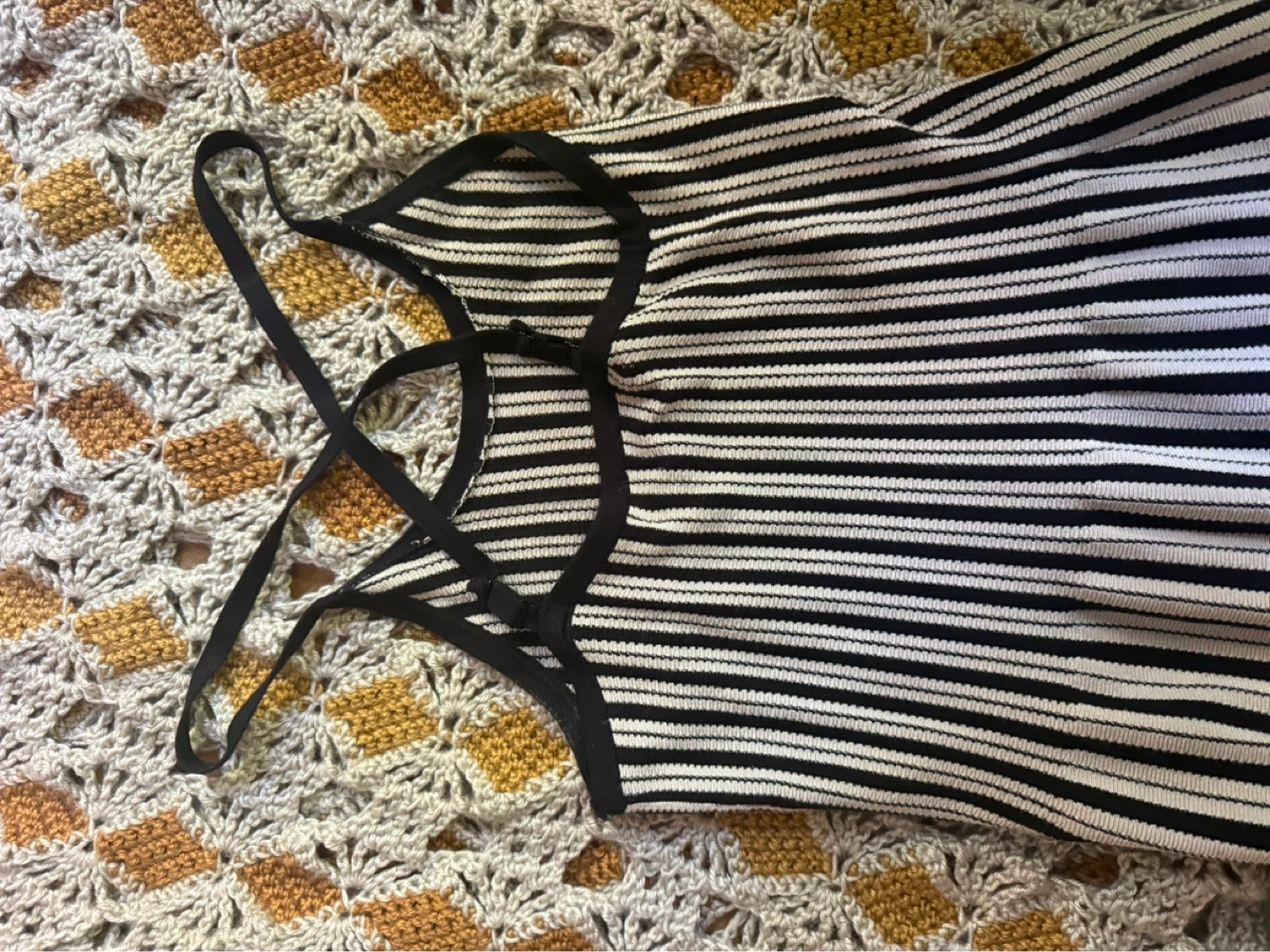 Striped Maxi Dress with Spaghetti Straps - a new day - photo 4