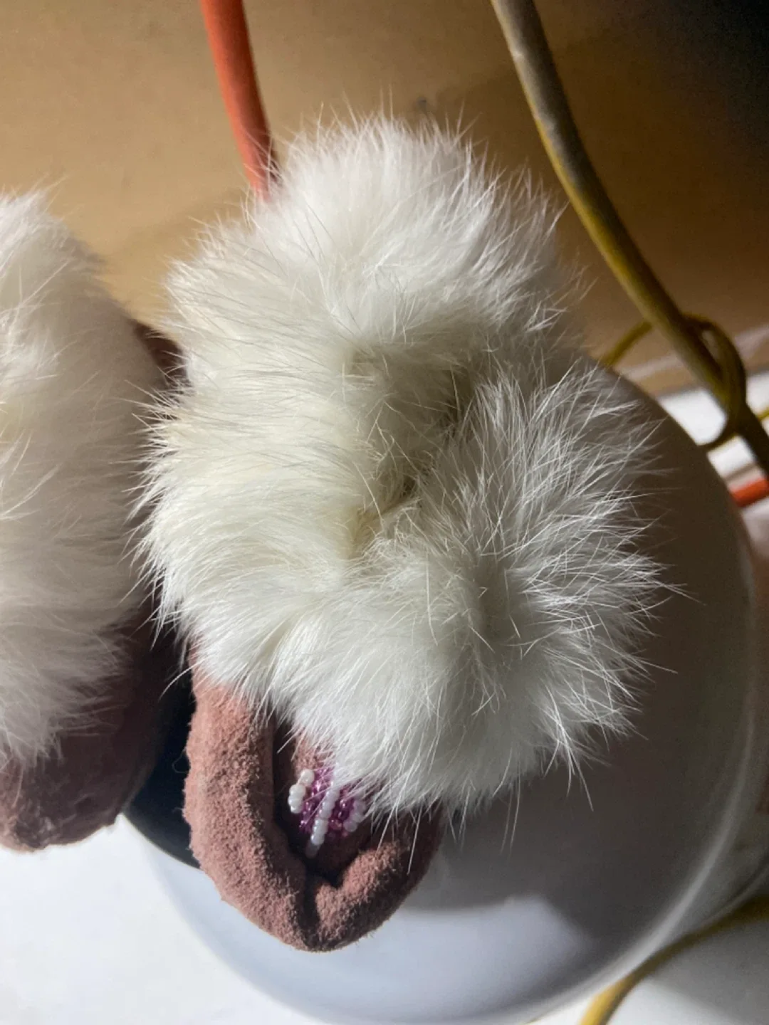 Pink Suede Moccasins with Fur Trim