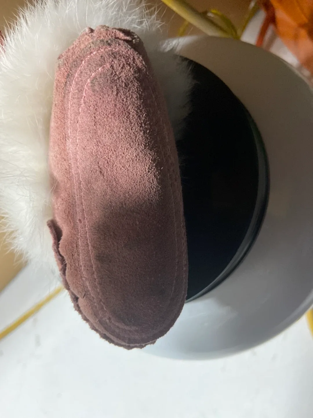 Pink Suede Moccasins with Fur Trim - photo 4