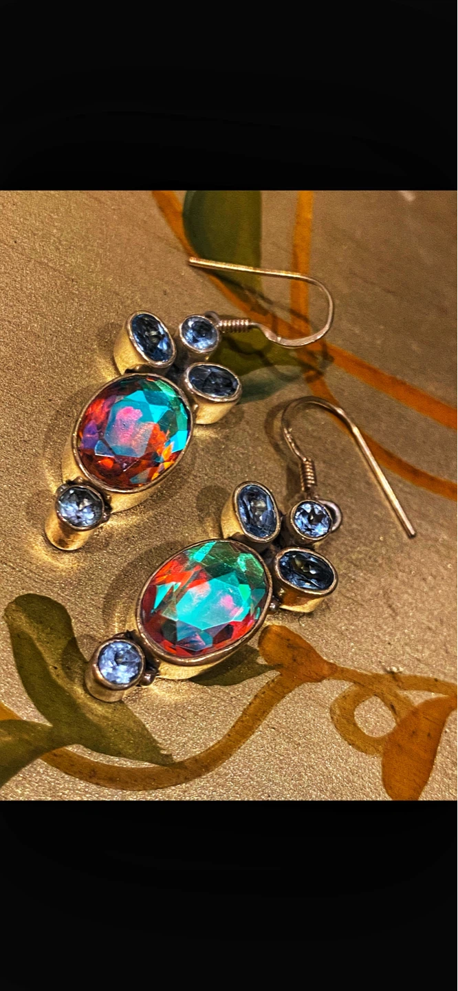🔮Mystic Topaz & Blue Topaz Dangle Earrings - photo 4