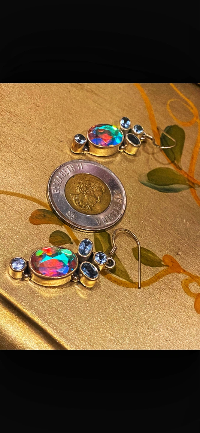 🔮Mystic Topaz & Blue Topaz Dangle Earrings - photo 2