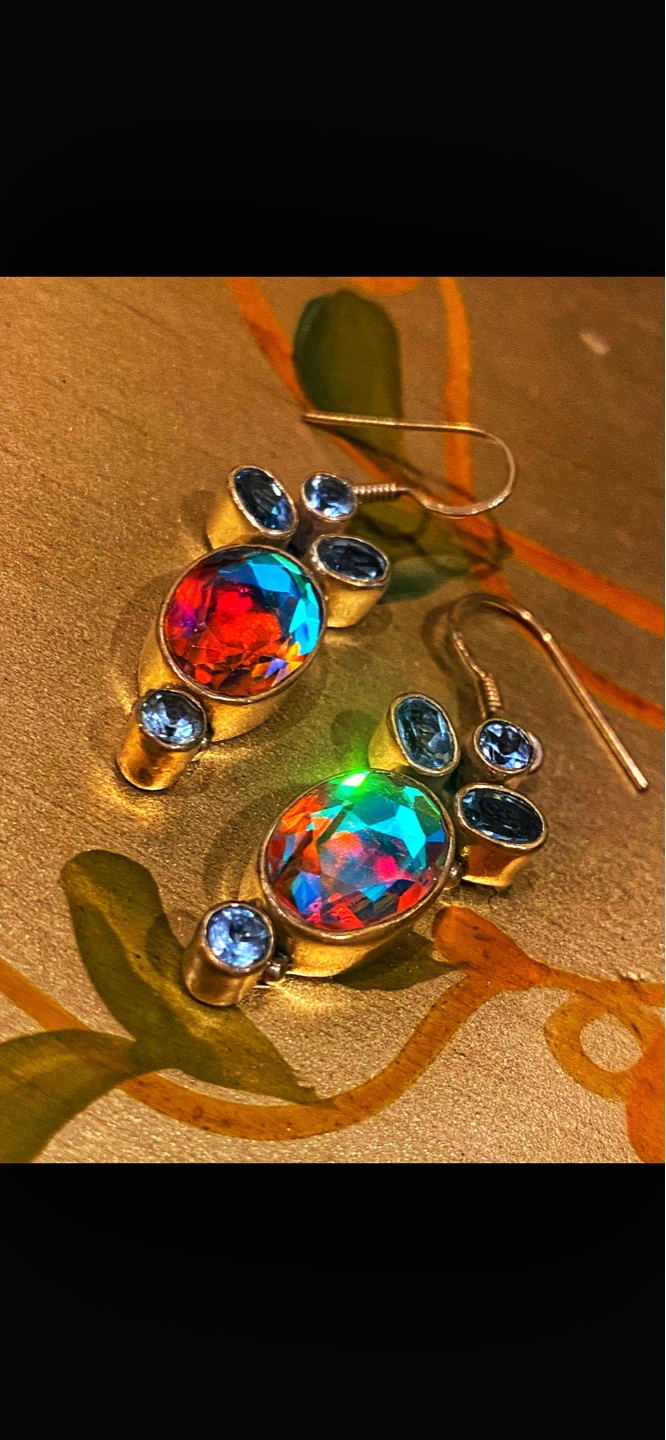 🔮Mystic Topaz & Blue Topaz Dangle Earrings