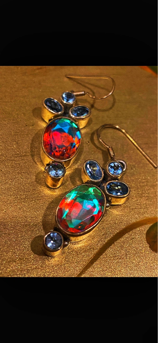 🔮Mystic Topaz & Blue Topaz Dangle Earrings - photo 3