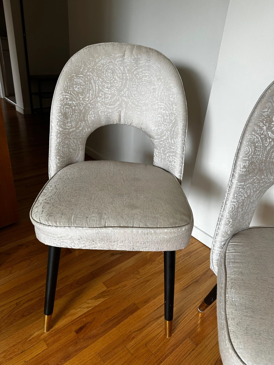 Set of 2 Accent Chairs - Grey Patterned Upholstery - photo 3
