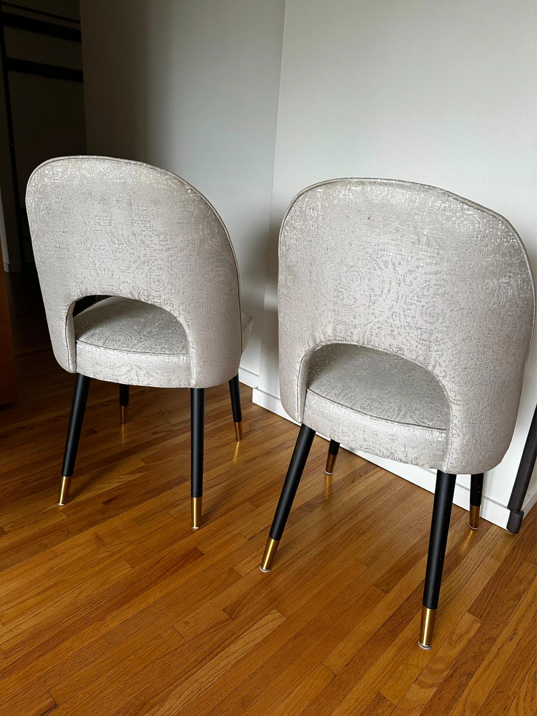 Set of 2 Accent Chairs - Grey Patterned Upholstery - photo 2