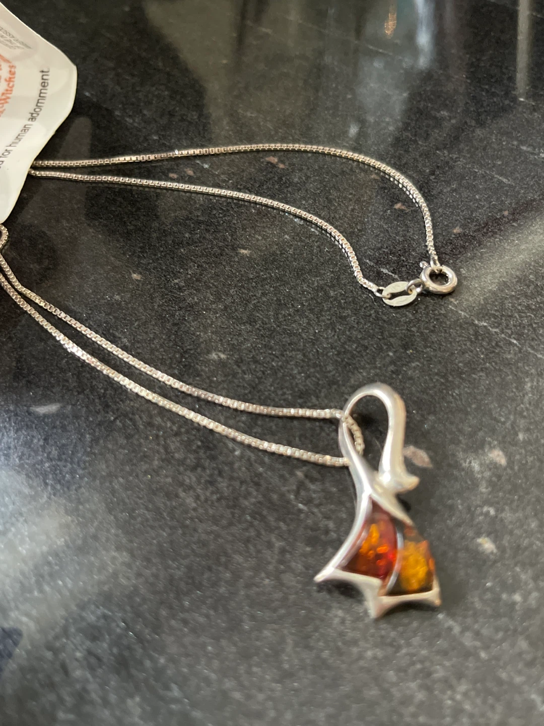 Isis Jewels Silver Amber Pendant Necklace - photo 3