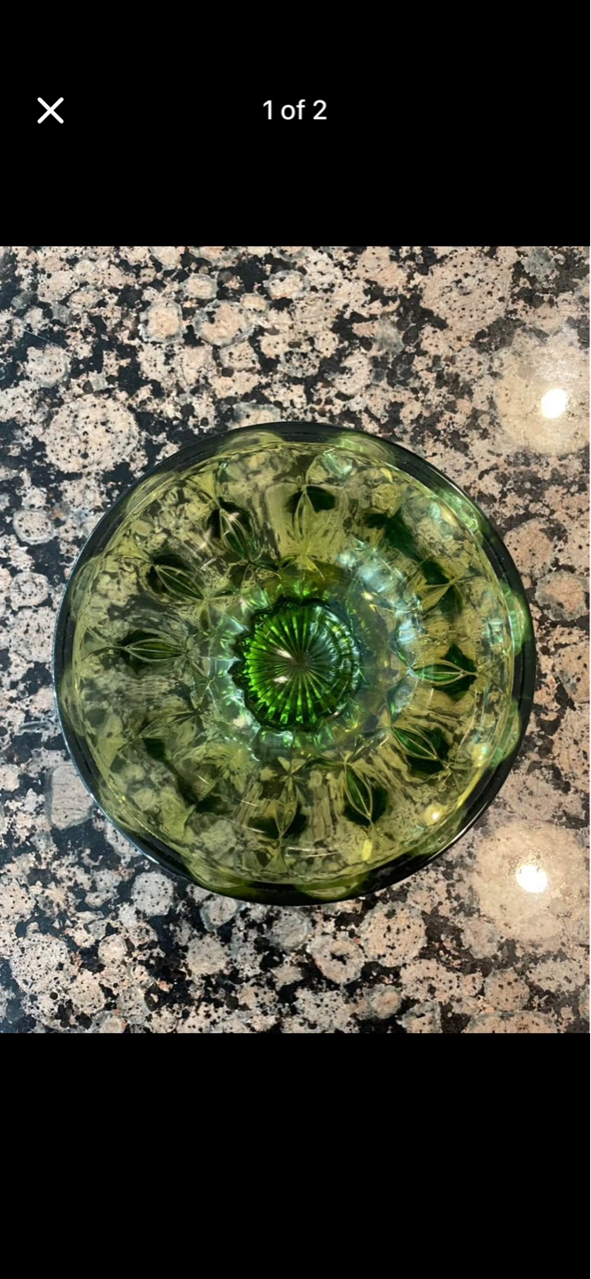 Vintage Green Glass Bowl