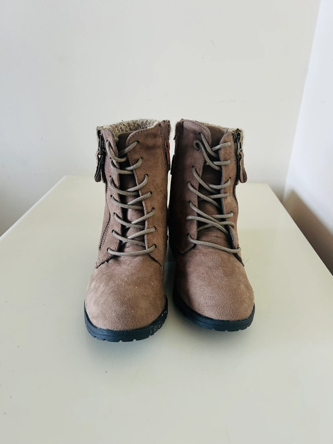 Brown Lace-Up Combat Boots Size 6